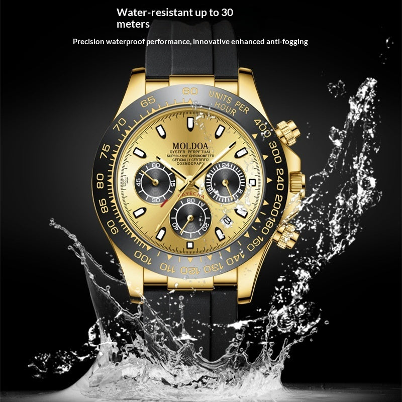 Mechanical-Style Mens Watch With Calenda Quartz Watch